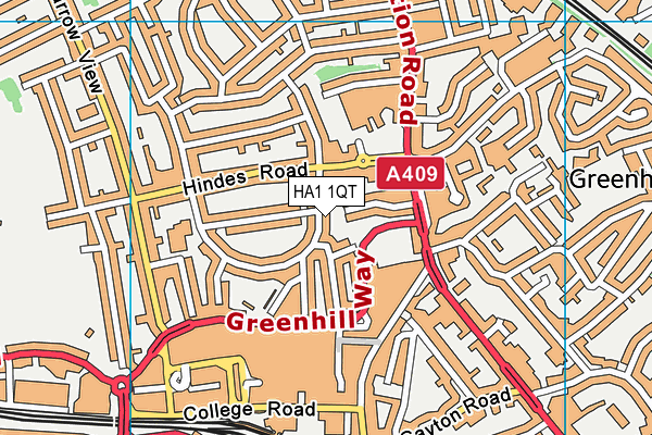HA1 1QT map - OS VectorMap District (Ordnance Survey) HA1 1QT map - OS VectorMap District (Ordnance Survey)