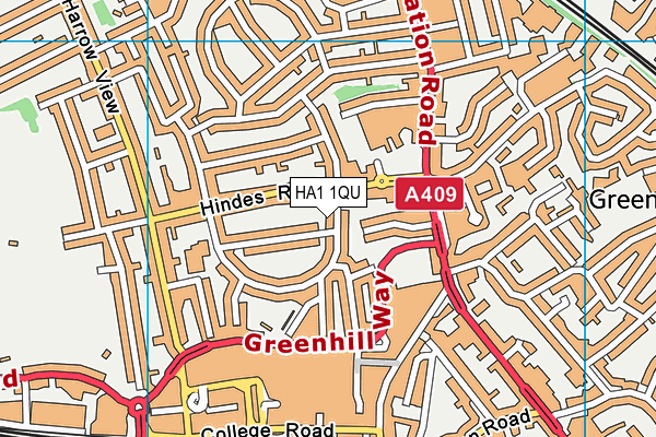 HA1 1QU map - OS VectorMap District (Ordnance Survey) HA1 1QU map - OS VectorMap District (Ordnance Survey)
