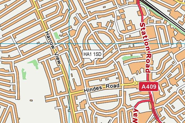 HA1 1SD map - OS VectorMap District (Ordnance Survey)
