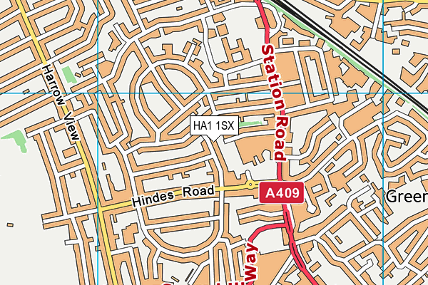 HA1 1SX map - OS VectorMap District (Ordnance Survey) HA1 1SX map - OS VectorMap District (Ordnance Survey)