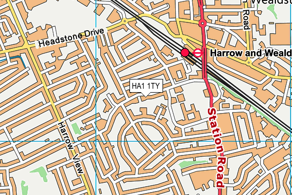 HA1 1TY map - OS VectorMap District (Ordnance Survey)