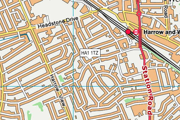HA1 1TZ map - OS VectorMap District (Ordnance Survey) HA1 1TZ map - OS VectorMap District (Ordnance Survey)