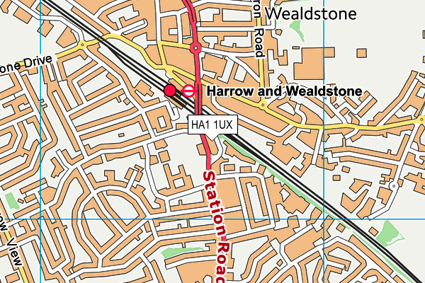 HA1 1UX map - OS VectorMap District (Ordnance Survey)