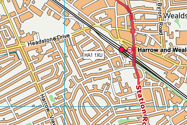 HA1 1XU map - OS VectorMap District (Ordnance Survey) HA1 1XU map - OS VectorMap District (Ordnance Survey)