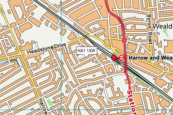 HA1 1XW map - OS VectorMap District (Ordnance Survey) HA1 1XW map - OS VectorMap District (Ordnance Survey)