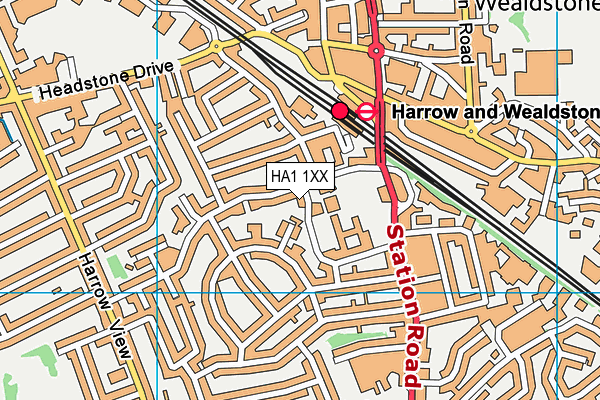 HA1 1XX map - OS VectorMap District (Ordnance Survey) HA1 1XX map - OS VectorMap District (Ordnance Survey)