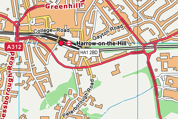 HA1 2BD map - OS VectorMap District (Ordnance Survey) HA1 2BD map - OS VectorMap District (Ordnance Survey)
