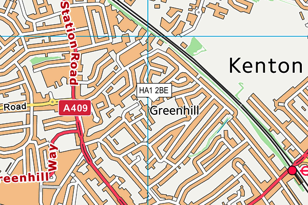 HA1 2BE map - OS VectorMap District (Ordnance Survey) HA1 2BE map - OS VectorMap District (Ordnance Survey)