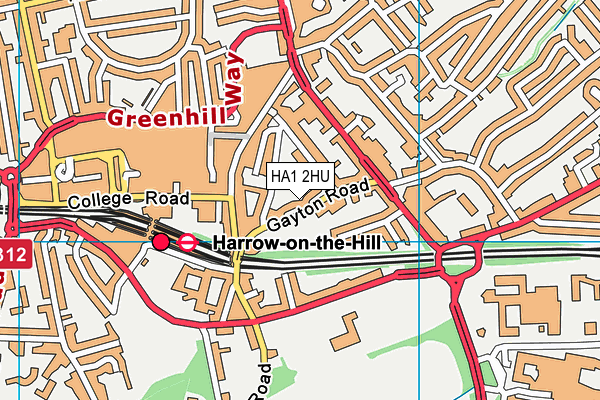 HA1 2HU map - OS VectorMap District (Ordnance Survey)