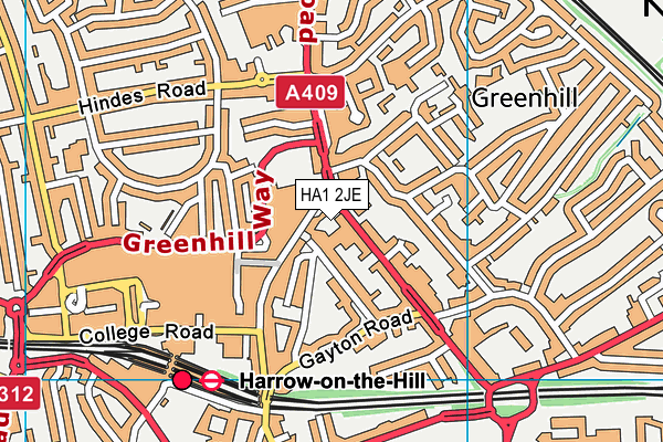 HA1 2JE map - OS VectorMap District (Ordnance Survey) HA1 2JE map - OS VectorMap District (Ordnance Survey)