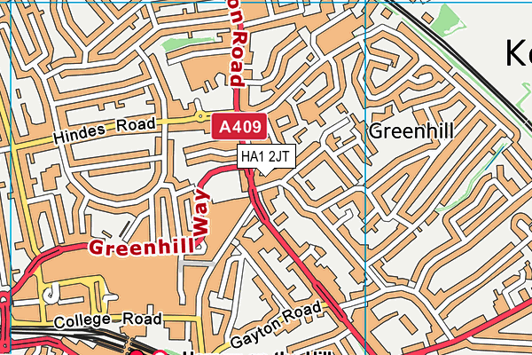 HA1 2JT map - OS VectorMap District (Ordnance Survey)