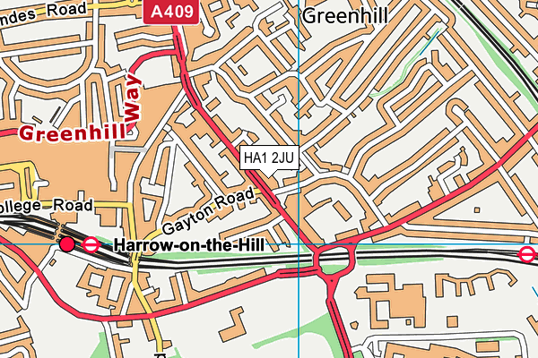 HA1 2JU map - OS VectorMap District (Ordnance Survey)