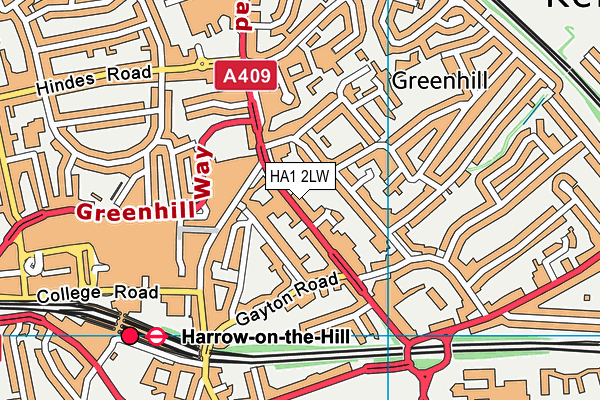 HA1 2LW map - OS VectorMap District (Ordnance Survey)