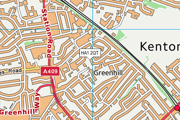 HA1 2QT map - OS VectorMap District (Ordnance Survey)