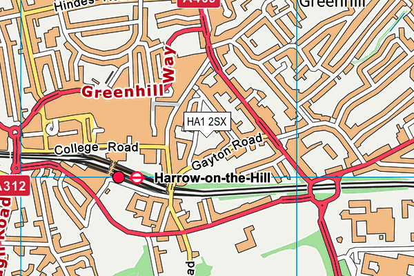 HA1 2SX map - OS VectorMap District (Ordnance Survey) HA1 2SX map - OS VectorMap District (Ordnance Survey)