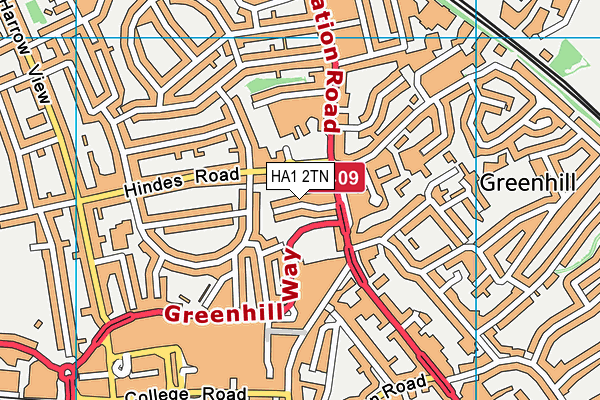 HA1 2TN map - OS VectorMap District (Ordnance Survey) HA1 2TN map - OS VectorMap District (Ordnance Survey)