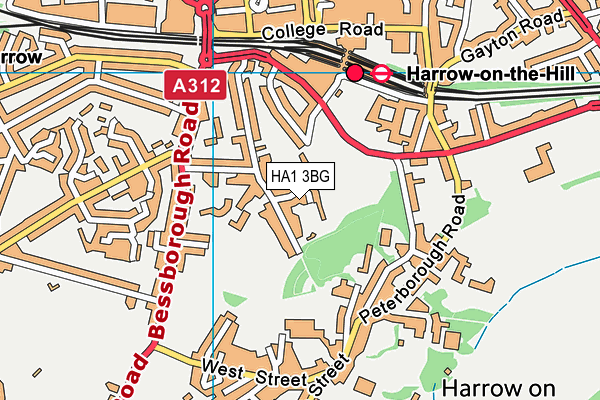 HA1 3BG map - OS VectorMap District (Ordnance Survey)