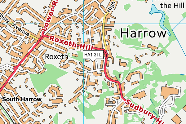HA1 3TL map - OS VectorMap District (Ordnance Survey)