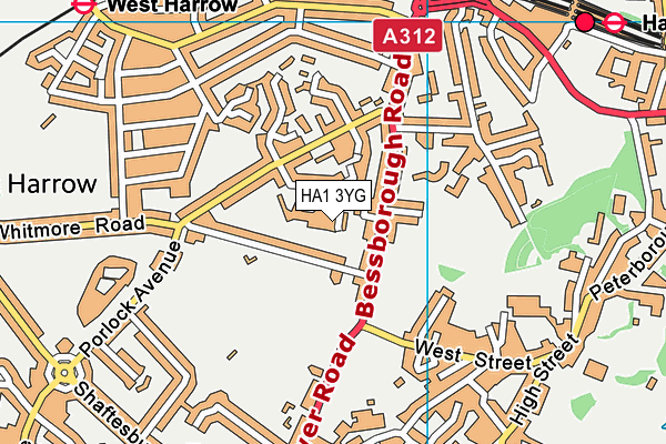 HA1 3YG map - OS VectorMap District (Ordnance Survey) HA1 3YG map - OS VectorMap District (Ordnance Survey)