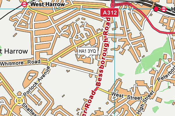 HA1 3YQ map - OS VectorMap District (Ordnance Survey) HA1 3YQ map - OS VectorMap District (Ordnance Survey)