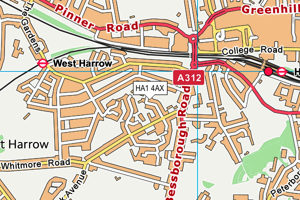 HA1 4AX map - OS VectorMap District (Ordnance Survey) HA1 4AX map - OS VectorMap District (Ordnance Survey)