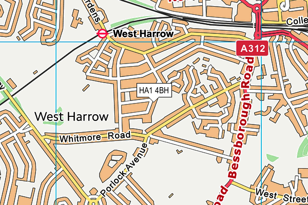 HA1 4BH map - OS VectorMap District (Ordnance Survey) HA1 4BH map - OS VectorMap District (Ordnance Survey)