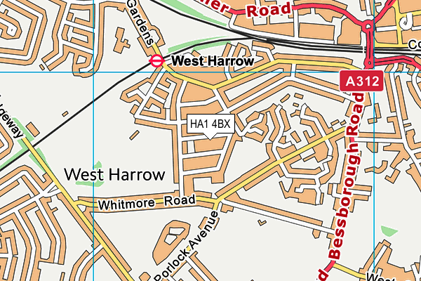 HA1 4BX map - OS VectorMap District (Ordnance Survey) HA1 4BX map - OS VectorMap District (Ordnance Survey)