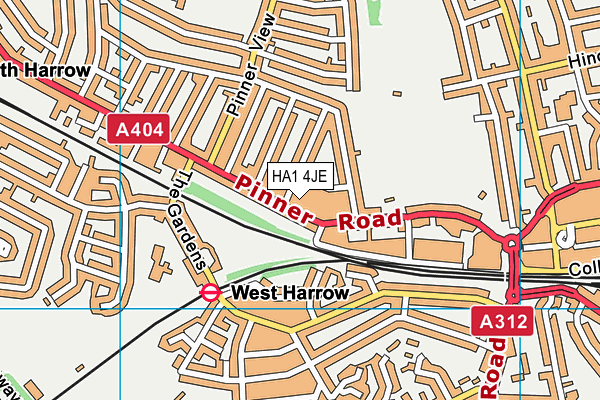 HA1 4JE map - OS VectorMap District (Ordnance Survey) HA1 4JE map - OS VectorMap District (Ordnance Survey)