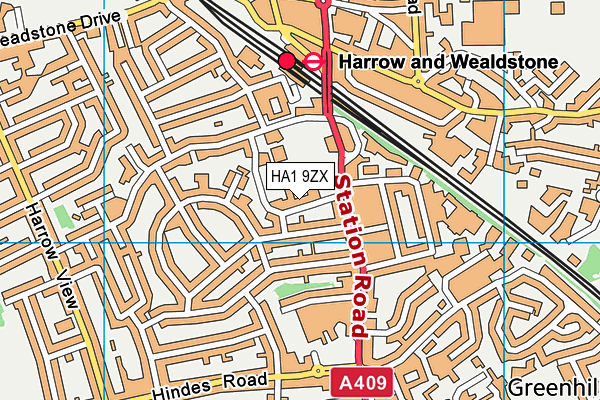 HA1 9ZX map - OS VectorMap District (Ordnance Survey) HA1 9ZX map - OS VectorMap District (Ordnance Survey)