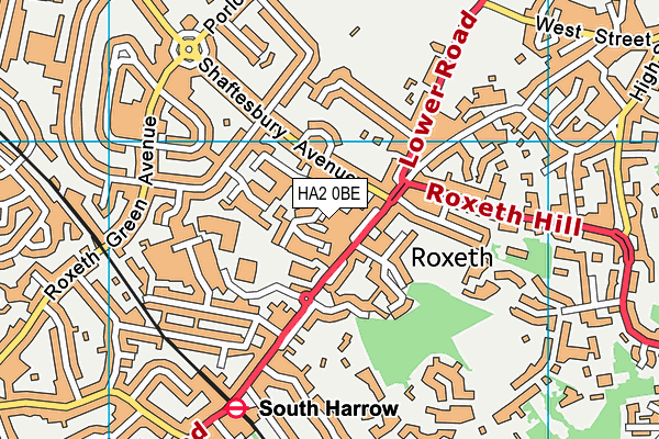 HA2 0BE map - OS VectorMap District (Ordnance Survey) HA2 0BE map - OS VectorMap District (Ordnance Survey)