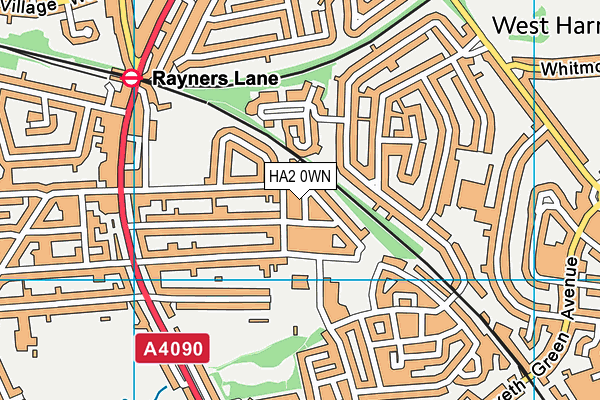 HA2 0WN map - OS VectorMap District (Ordnance Survey)