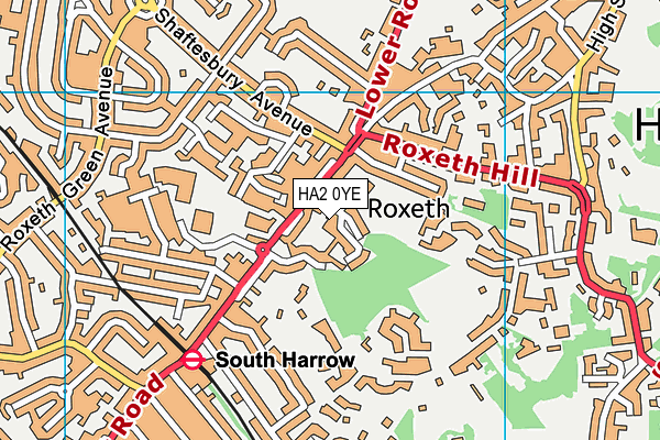 HA2 0YE map - OS VectorMap District (Ordnance Survey) HA2 0YE map - OS VectorMap District (Ordnance Survey)