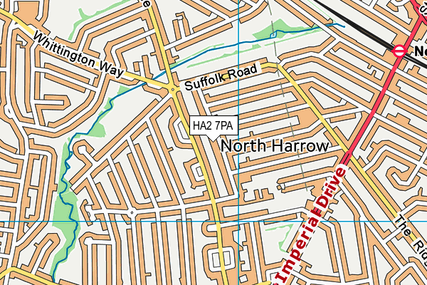 HA2 7PA map - OS VectorMap District (Ordnance Survey)