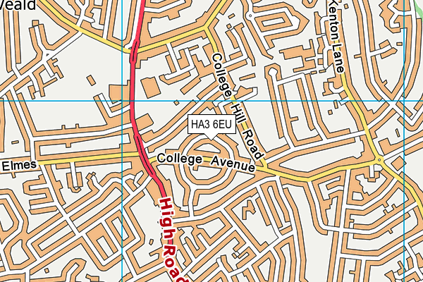 HA3 6EU map - OS VectorMap District (Ordnance Survey)