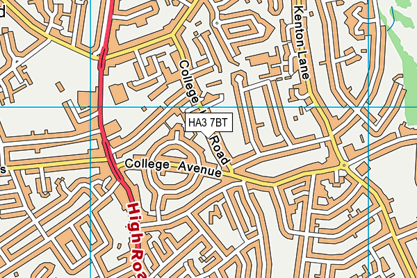 HA3 7BT map - OS VectorMap District (Ordnance Survey)