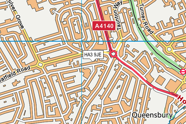 HA3 9JE map - OS VectorMap District (Ordnance Survey)