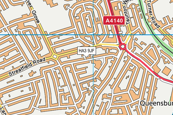 HA3 9JF map - OS VectorMap District (Ordnance Survey) HA3 9JF map - OS VectorMap District (Ordnance Survey)