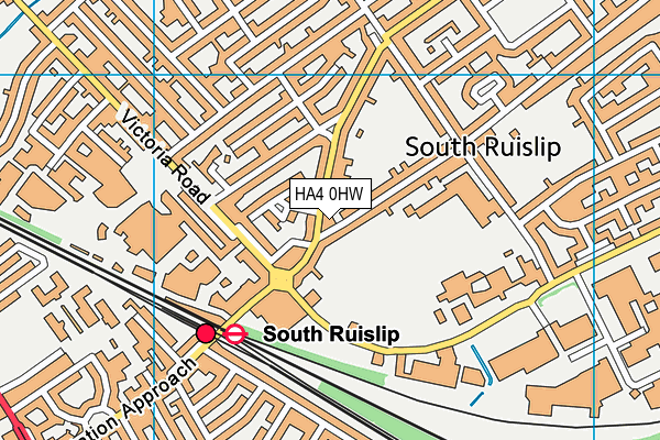 HA4 0HW map - OS VectorMap District (Ordnance Survey)