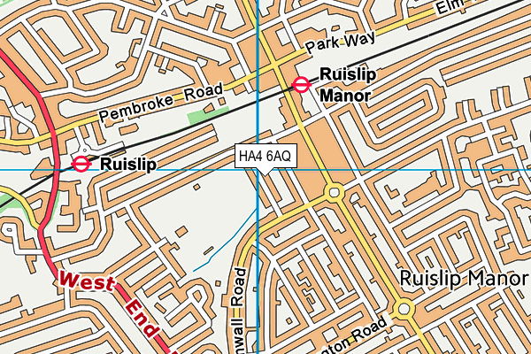 HA4 6AQ map - OS VectorMap District (Ordnance Survey)