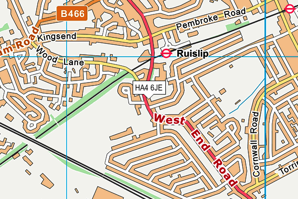 HA4 6JE map - OS VectorMap District (Ordnance Survey)