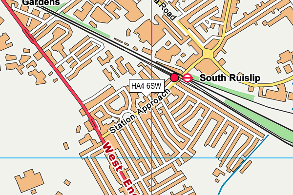 HA4 6SW map - OS VectorMap District (Ordnance Survey) HA4 6SW map - OS VectorMap District (Ordnance Survey)