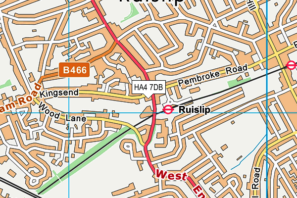 HA4 7DB map - OS VectorMap District (Ordnance Survey) HA4 7DB map - OS VectorMap District (Ordnance Survey)