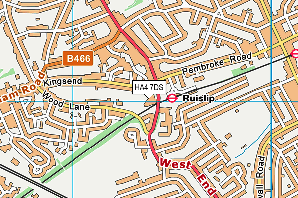 HA4 7DS map - OS VectorMap District (Ordnance Survey)