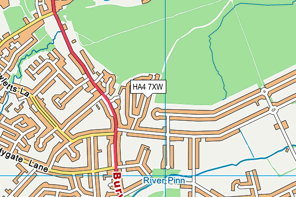HA4 7XW map - OS VectorMap District (Ordnance Survey) HA4 7XW map - OS VectorMap District (Ordnance Survey)