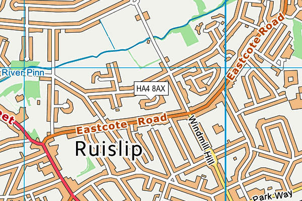 HA4 8AX map - OS VectorMap District (Ordnance Survey) HA4 8AX map - OS VectorMap District (Ordnance Survey)
