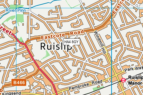 HA4 8GY map - OS VectorMap District (Ordnance Survey) HA4 8GY map - OS VectorMap District (Ordnance Survey)