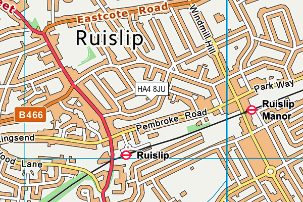 HA4 8JU map - OS VectorMap District (Ordnance Survey) HA4 8JU map - OS VectorMap District (Ordnance Survey)