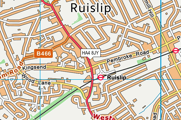 HA4 8JY map - OS VectorMap District (Ordnance Survey) HA4 8JY map - OS VectorMap District (Ordnance Survey)