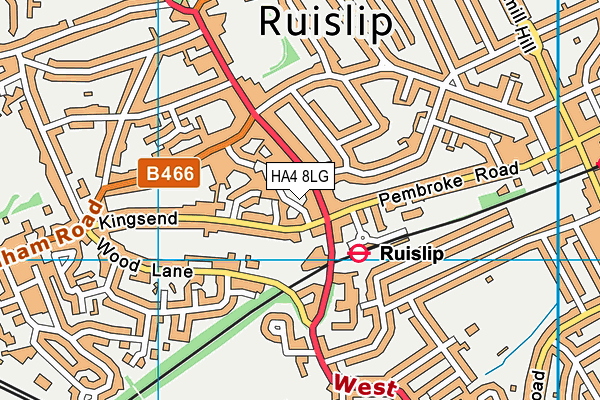 HA4 8LG map - OS VectorMap District (Ordnance Survey) HA4 8LG map - OS VectorMap District (Ordnance Survey)