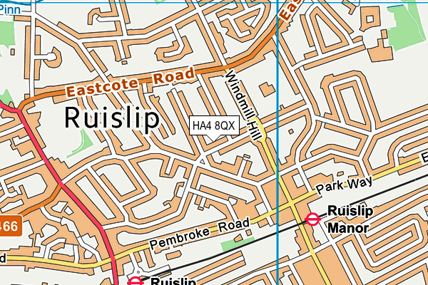 HA4 8QX map - OS VectorMap District (Ordnance Survey) HA4 8QX map - OS VectorMap District (Ordnance Survey)